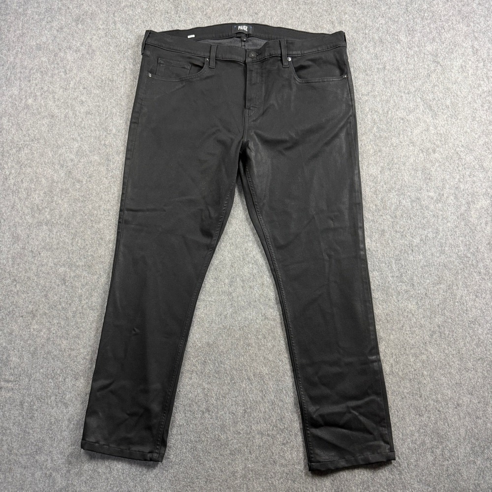 PAIGE Croft Mens Jeans 42 Meas 40x28 Black Coated Denim Slim Stretch Casual